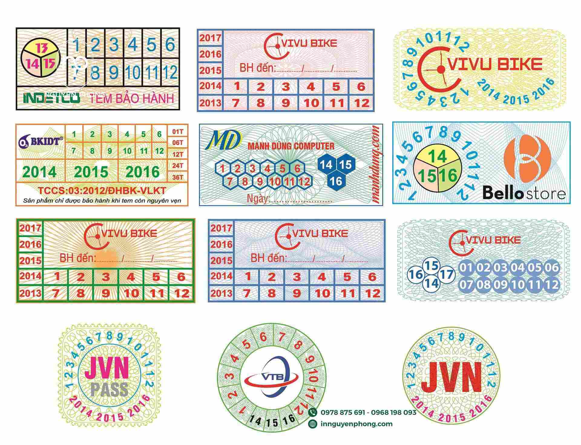 Mẫu in tem bảo hành 